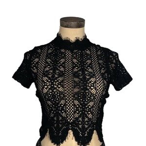 NWT Lulu's Black Lace Women Top